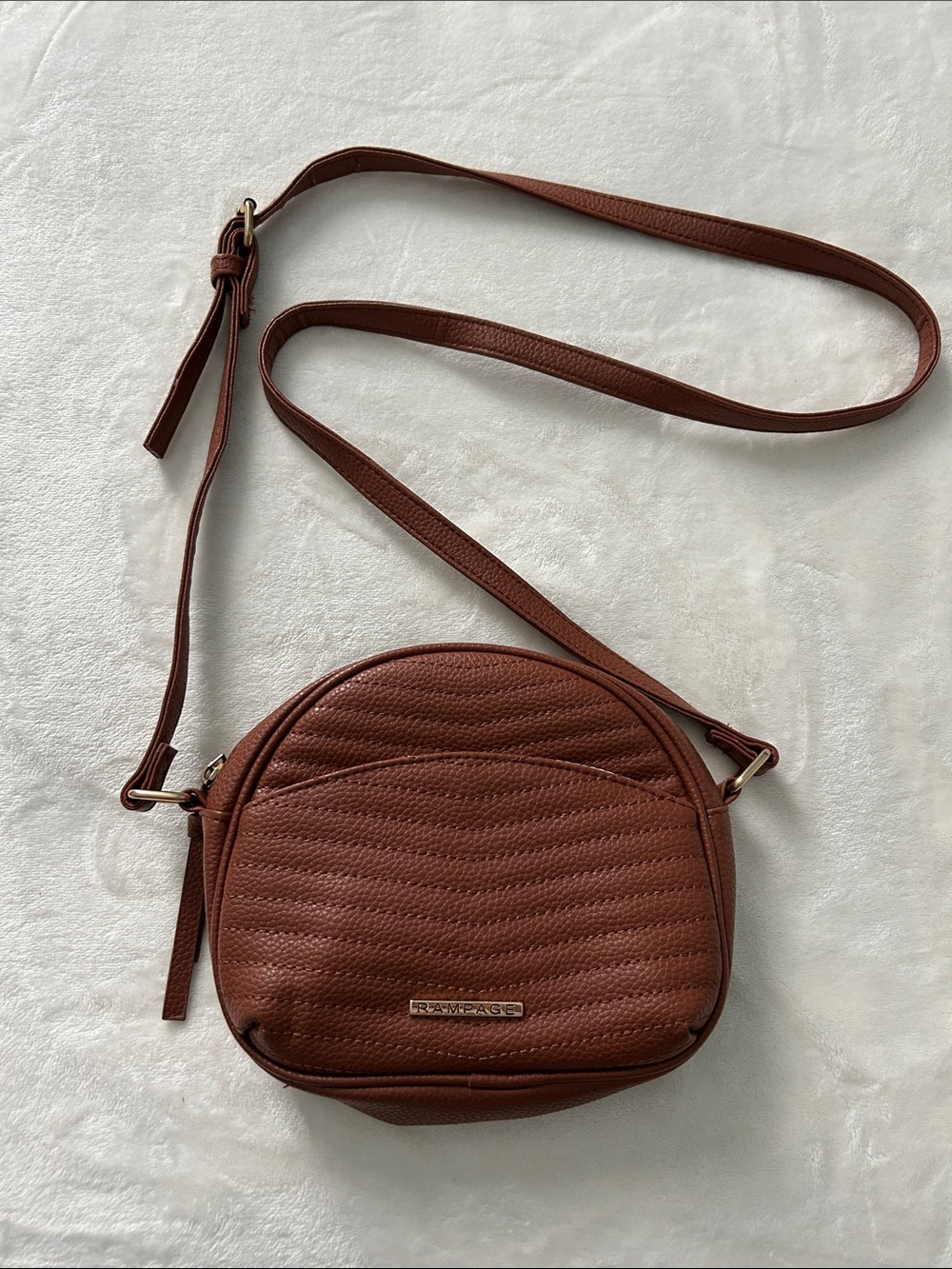 Rampage Chestnut Quilted Round Crossbody Bag